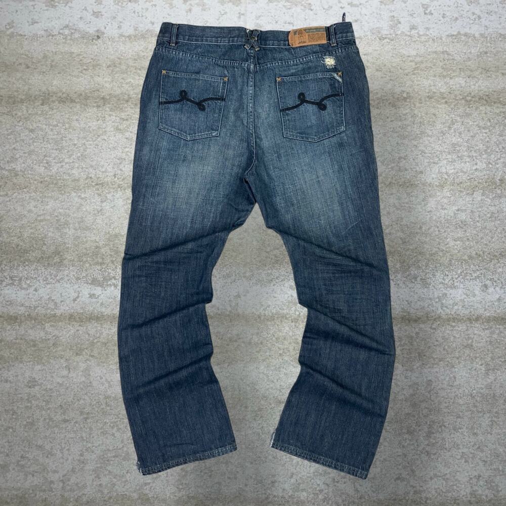 Vintage Y2K LRG Skater Jeans 40x32 Relaxed Fit Flared Leg Dark Wash Denim